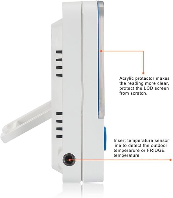 Digital Fridge Thermometer with Magnetic Mount & Stand Calibrated Freezer Thermometer with LED Alarm, Max/Min Memory,58F to 158F Range for Home, Kitchen, Commercial Use