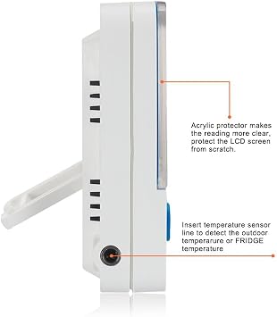 Digital Fridge Thermometer with Magnetic Mount & Stand Calibrated Freezer Thermometer with LED Alarm, Max/Min Memory,58F to 158F Range for Home, Kitchen, Commercial Use