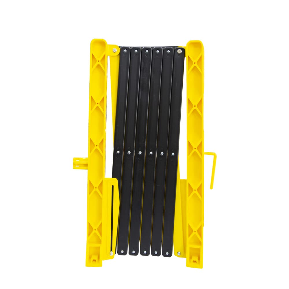 Barriera di sicurezza pieghevole gialla - 350 cm | Barricata espandibile in plastica per la sicurezza dei pedoni | Recinzione mobile portatile con 4 ruote