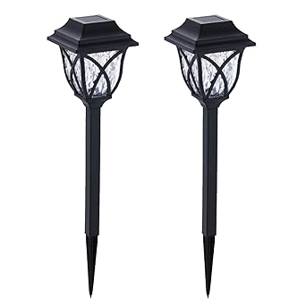 SKYVOKES Solar Crystal Lawn Light Garden Landscape Lighting Sun Powered Outdoor Decorative Lanterns Spotlights for Garden Pathway (Pack of 2)