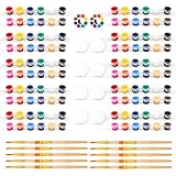AluAbi 10 Pack Mini Acrylic Paint Set for Kids,12 Colors Washable Acrylic Paint Strips with 20Pcs Painting Brushes & 10Pcs Palette,Watercolor Painting Kit Gifts for Classroom Party Favors Easter