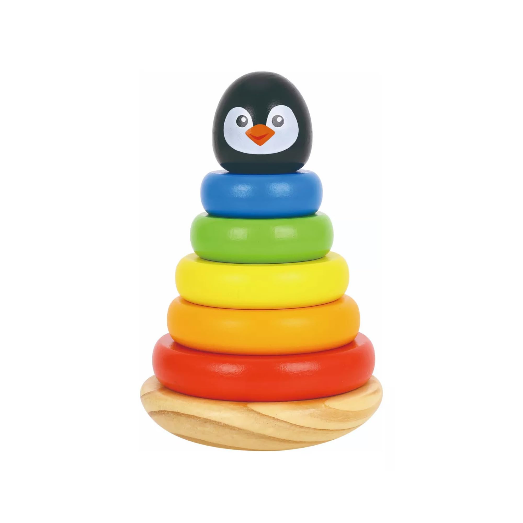 Tooky Toy Pinguin aus Holz | Formen zum Stapeln | Holzfigur | Tiere aus Holz | Babyspielzeug | Spielzeug | Krabbelspiel | Holzringe | ca.5 x 13 cm TKB502 Mehrfarbig