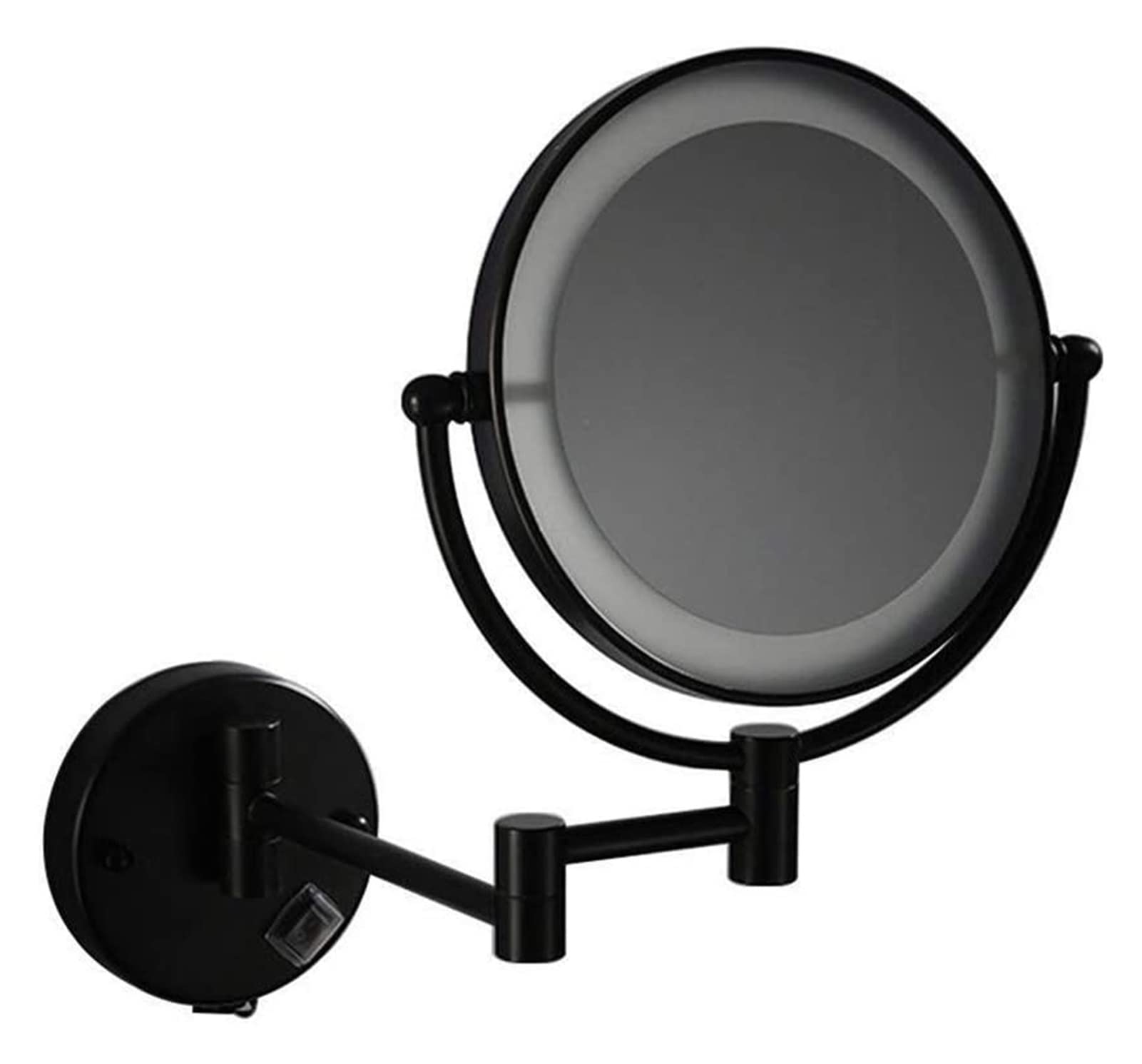Miroir de maquillage LED noir 8 pouces mural en finition mate haute durabilité