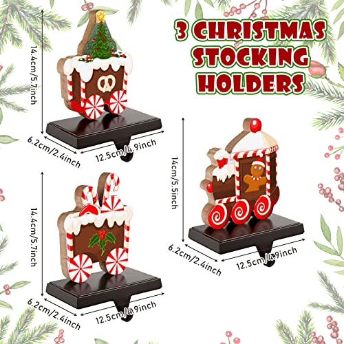 Spiareal 3 Pieces Christmas Stocking Holder Stand Hangers Stocking Holder Stand Christmas Stocking Hook With Christmas Tree Gnome Reindeer Christmas Train Metal Hook For Christmas Decoration (Train) #TOP1
