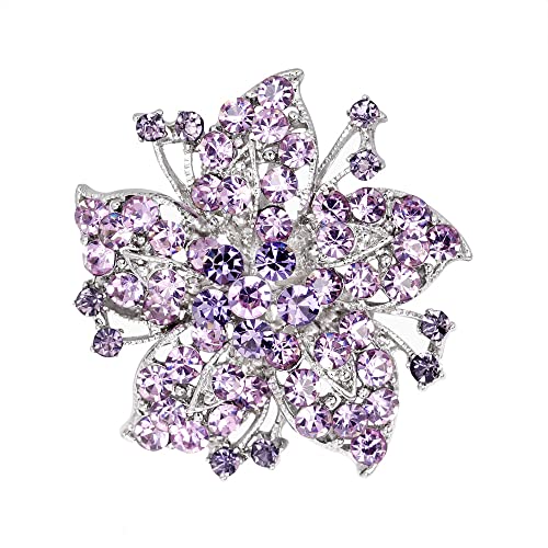 Image of Gyn&Joy Womens Crystal Rhinestones Lily Floral Wedding Flower Brooch Pins