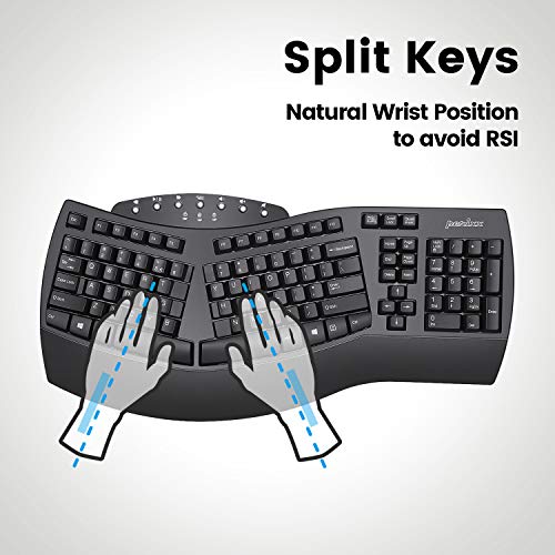 Image of Perixx PERIBOARD-612B Wireless Ergonomic Split Keyboard - Dual Mode Bluetooth & 2.4GHz with Palm Rest - Compatible with Windows and Mac OS - Black, US English Layout