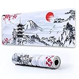 DKFVUA Japanese Cherry Blossom Large Mouse Pad, Desk Mat with Non-Slip Rubber Base Waterproof...