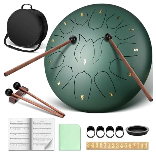 CAHAYA Tambor De Lengüeta De Acero De 12 Pulgadas Con 13 Notas, Libro De Música, Mazas De Tambor, Dedales Y Bolsa De Transporte Verde Musgo, CY00374-1