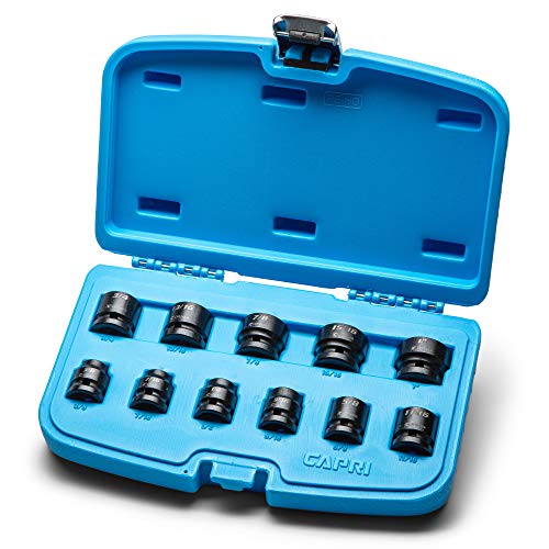 Image of Capri Tools 1 /2 in. Drive Stubby Impact Socket Set, SAE, 3 /8 to 1 in, 11-Piece (CP55430)