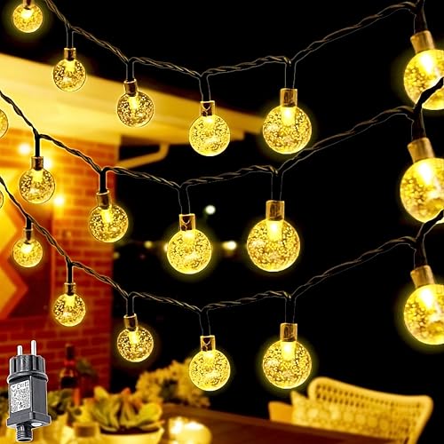 MOLVCE Lichterkette Außen Strom 20M 200led, Lichterkette Kristall...