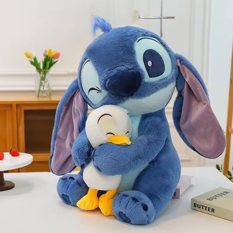 Image of Y U COLLECTION Lilo and Duck Plush Toy, 30 cm Soft Stuffed Animal, for Baby and Kids Best for Gifting Blue and White
