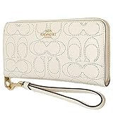 COACH Womens Long Zip Around Wallet In Signature Canvas With Strap (IM/Chalk)