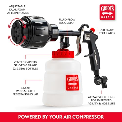 Image of Griot's Garage Air Foamer Sudsing Gun, Pneumatic Car Foam Sprayer, Snow Foam Cannon, Vehicle Cleaning Tool for Interior and Exterior Surfaces, 51183