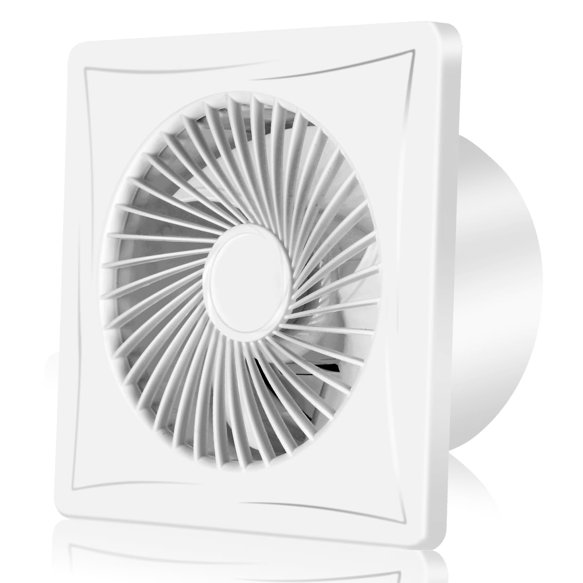 Bathroom Extractor Fan Bathroom 6 Inch Ø 150mm, Exhaust Fan with Backflow Flap, Powerful 200m³/h Airflow, Silent Ventilation Kitchen, Window Wall Glass Mounted for Shower Toilet Garage
