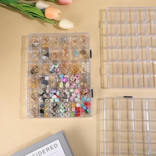 Image of 3 Pack 36 Grids Clear Plastic Bead Organizer Storage Box Container | Clear Beads Storage Organizers, Craft Jewelry Small Beads Containers for Organizing Collection Jewelry Making