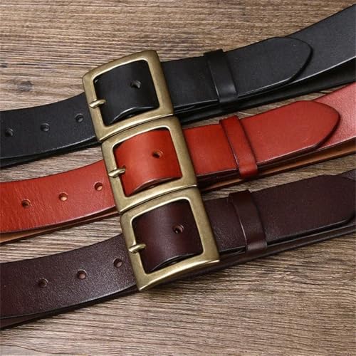 Men Leather Belt Genuine Cowhide Brass Buckle Business3