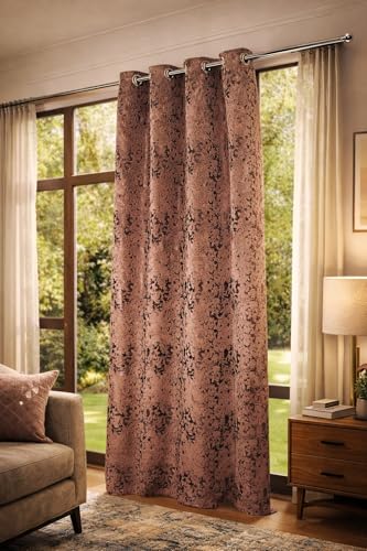 Image of Brown Velvet Blackout Curtain for Door & Window, 7 Feet Long, 70% Room Darkening, Thermal Insulated Heavy Drape, Soft Velvet Fabric, Set of 1 (213 * 121cm, Brown)
