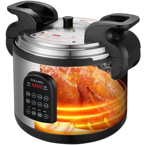 17.8QT Commercial Electric Pressure Cooker stainless steel Pressure Cooker | 24-hour Presetting |12 in 1 slow cooker with temperature control | LED Multifunction Food Warmer with nonstick pot