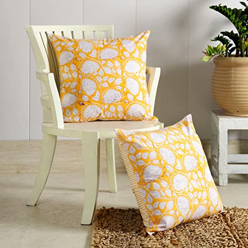 Image of Ravaiyaa - Attitude is everything Cotton Hand Block Printed Soft Cushion Cover Pillow Case 16 inch Square Cushion Sham Set of 2 Piece