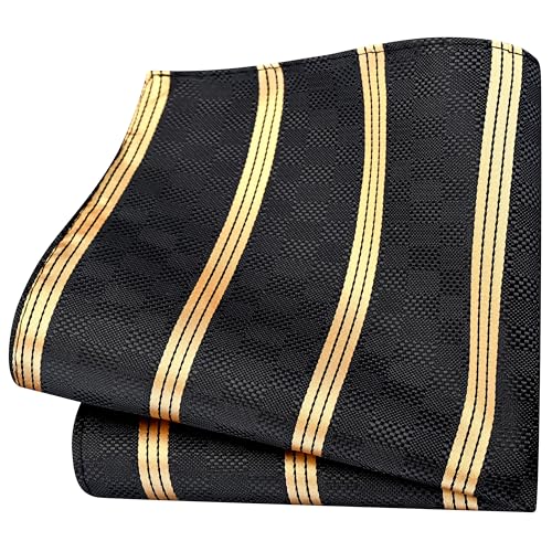 Image of GUSLESON 3.15 inch（8cm） Mens Stripe Tie and Lapel Pin Necktie Hankerchief Cufflinks Set for Men