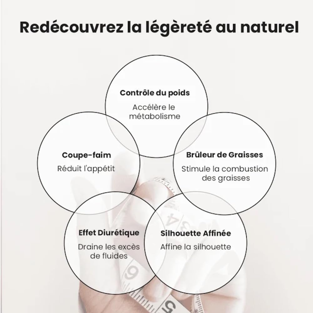 Formule Minceur Naturelle | Complément Alimentaire Perte de Poids | Réduction de la Rétention d’Eau & Effet Drainant | Chai Hu, Kudzu, Pissenlit, Pivoine, Mandarine | 100 Gélules | Fabriqué en France