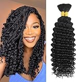 Human Braiding Hair 110g 16 Inch Curly Human Hair for Boho Braiding Knotless 12A Bohemian 2 Bundles/Pack Natural Color