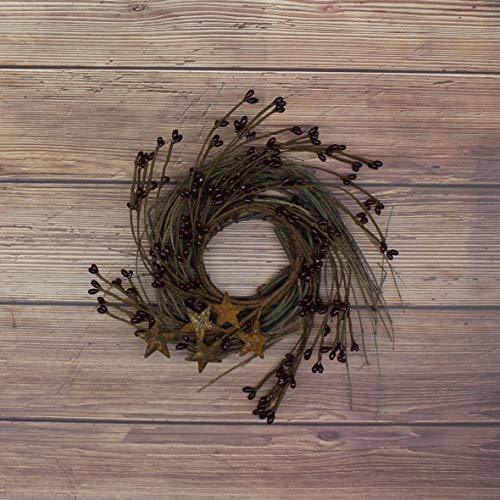 Cvhomedecoprimitivesrusticpipberriesandtwigwithrustybarnstarswreath7inchburgundy  Urban Country Home Decor Cvhomedeco primitives rustic pip berries and twig with rusty barn stars wreath 7 inch burgundy  urban country home decor