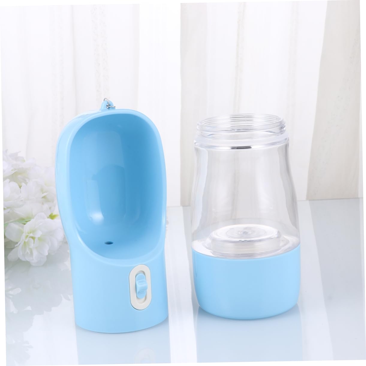 Borraccia per Cani Multifunzione Anti-Perdita, Acqua e Cibo 258/200ml | Bottiglia da Viaggio per Cani, Apertura una Mano, Pc+ABS, per Gatti, Passeggiate e Uscite
