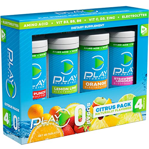 Play Hydrated Sports Hydration Tablets, SUGAR FREE (Variety Pack, 40