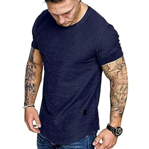 Fashion Mens T Shirt Muscle Gym Workout Athletic Shirt Cotton Tee Shirt Top