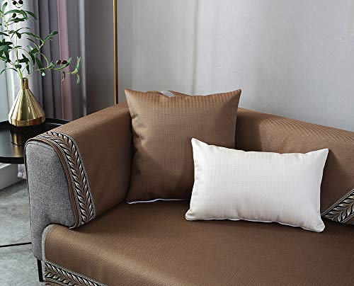 Topyl Anti-Slip Sofa Protector Cover,Modern Sectional Couch Covers,Hand-Woven Lace Sofa Slipcover For Loveseat Recliner Leather Coffee 70X210Cm(28X83Inch) #TOP3