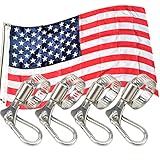 newganbo 4 Pack Flag Pole Clips with Carabiner Ring Flag Pole Grommet Stainless Steel Holder Kit Fla