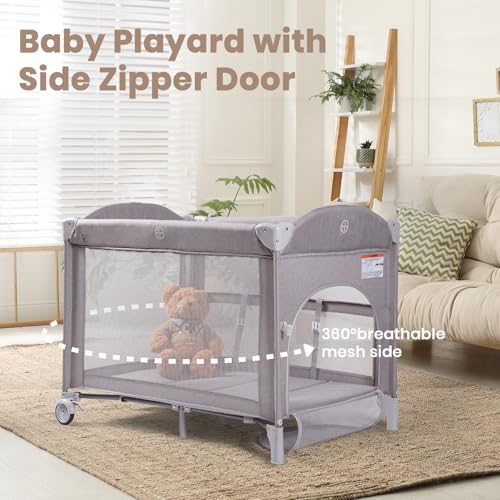 Rinnebbit Baby Bassinets Bedside Sleeper, 4 In 1 Portable Bedside Crib W/Thickened Mattress thumb #2
