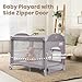 Rinnebbit Baby Bassinets Bedside Sleeper, 4 in 1 Portable Bedside Crib w/Mattress, Diaper Changer, Storage Basket, Music Box, Carry Bag, Foldable Playard Sleeper for Newborn (Light Gray)