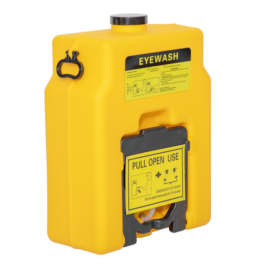 Estación de lavado de ojos portátil, estación de lavado de ojos de emergencia, 53 L, doble pulverización, ducha de ojos, primeros auxilios, lavado de ojos, color amarillo