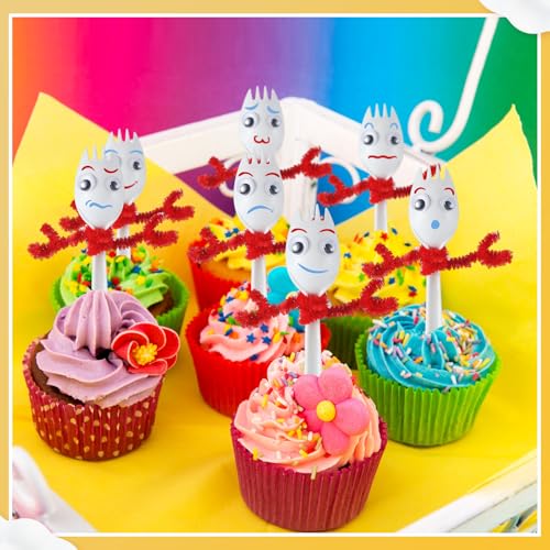 relaxgiant 50 set fork craft kit diy disposable creativity sporks red pipe cleaners self adhesive wiggle googly eyes make your own craft kit