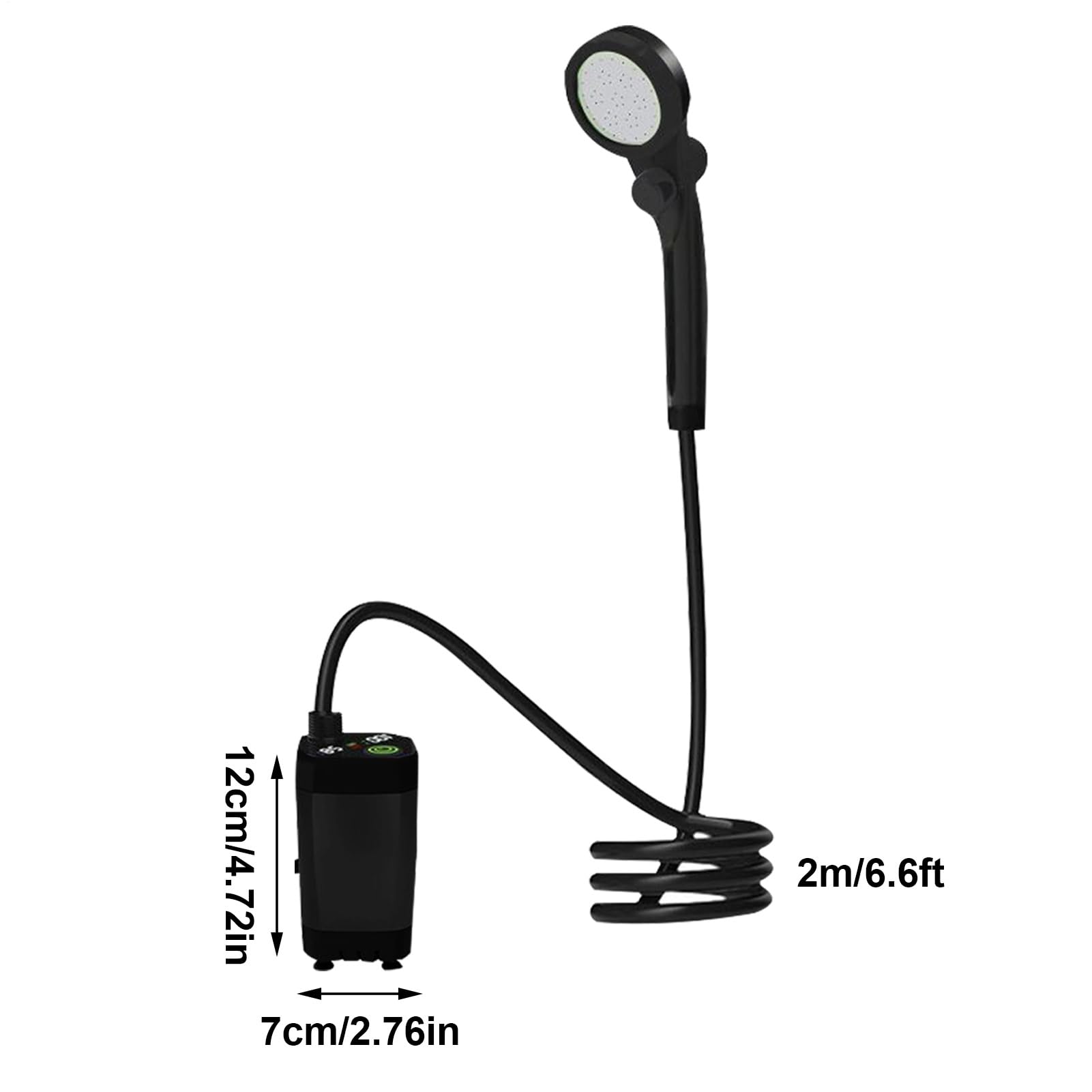 Douche de camping portable, rechargeable avec écran LED – Étanche 3 modes de pulvérisation Pompe de camping en plein air pour jardin, randonnée, voyage en camping-car