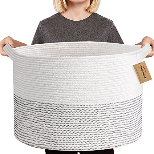 Image of MEGASKET XXXL Large Cotton Rope Blanket Basket for Living Room, Woven Rope Storage Baskets for Organizing, Nursery Kids Toy Baskets Storage Bin Organizer, Baby Laundry Basket Hamper, Decor Basket, 88L