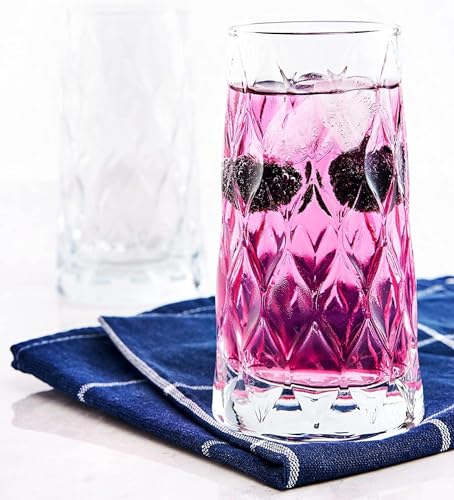 Image of Premium Juice Glasses 450 ML Drinking Glasses, Highball Lead-Free Glasses, Tumblers for Water, Juice, Beer, Cocktail and Mixed Drinks - 6 Pieces, Transparent (TR-03, 6 Count)