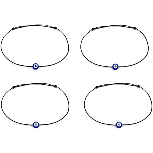 Black Thread Anklet Set - Adjustable Pack of 4