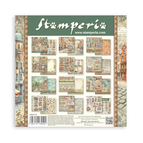 Stamperia - Scrapbook Paper Pad for Scrapbooking, Albums, Card Making, Bullet Journals, and More, Acid Free, Double-Sided, Perfect for Hobbies, Crafts, and Gifting (Art of Travelling) (20.3 x 20.3cm)