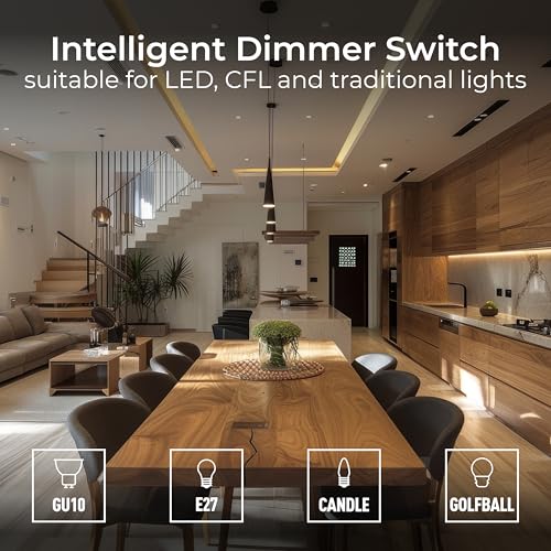 BG Electrical Intelligent Double Wall Dimmer Switch, 2 Way, Screwless Front Plate, Evolve, Matt Black, 200W, PCDMB82B - Image 3