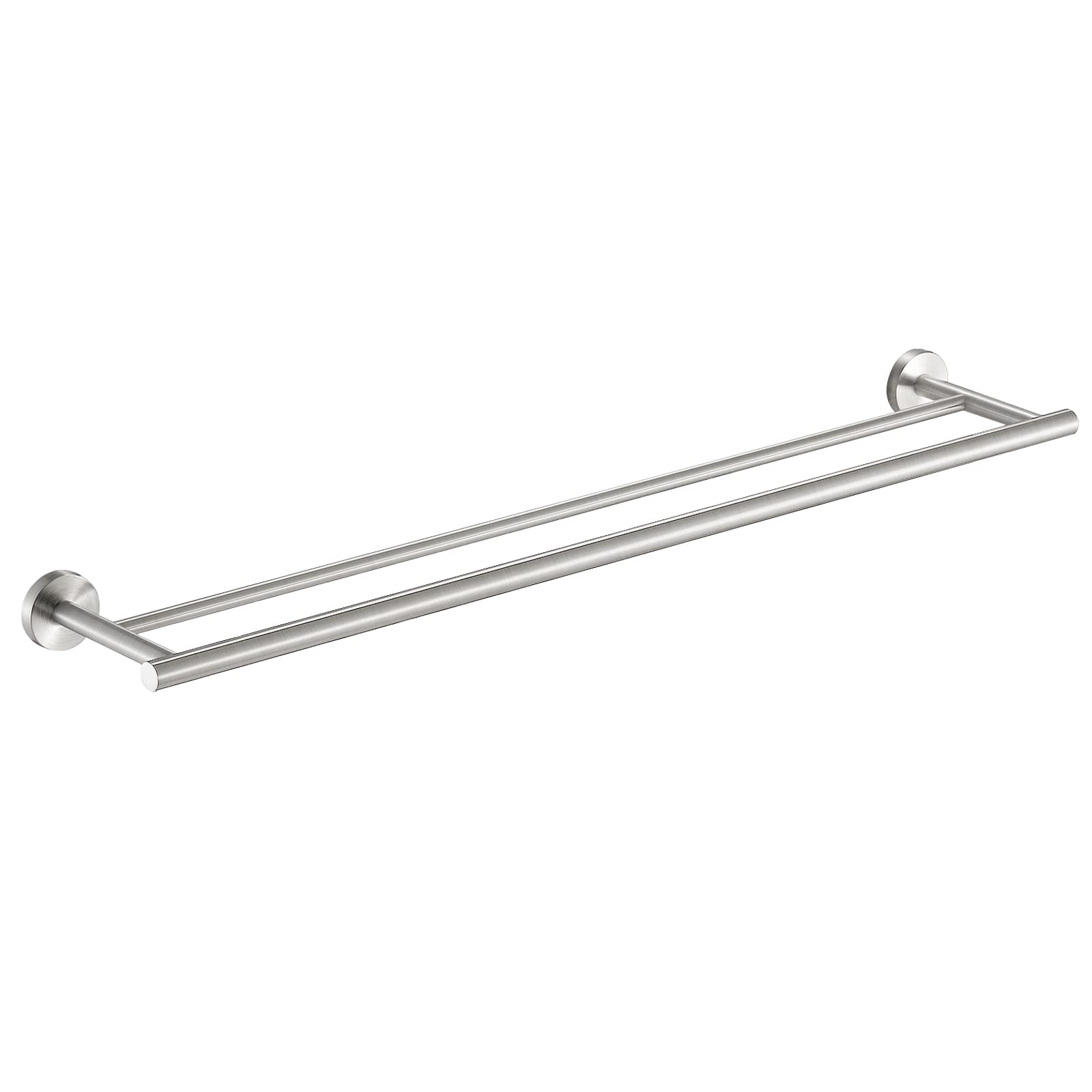 KES Double Porte-Serviettes en Acier Inoxydable Porte-Serviettes de Salle de Bain Cintre Mural Double Rail de Douche Rond Style Moderne Finition Brossée 75CM, A2001S75-2