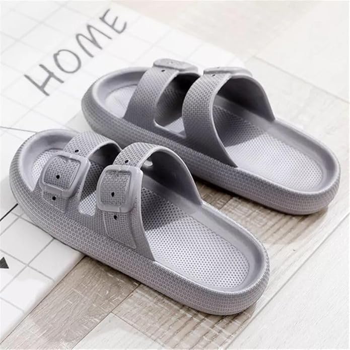 Image of Women Adjustable Open Toe Slide Sandals Classic Ultra Soft EVA Footbed Summer Designed to Fit Flat Buckle Sliders for Women & Girls