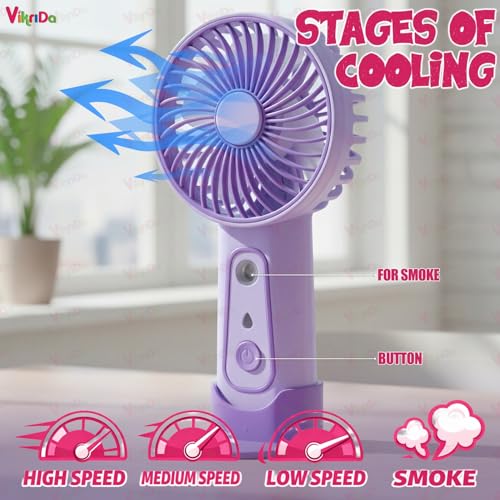 Image of VikriDA Cute Jolly Panda Portable Rechargeable Handheld Fan with Water Spray | 3 Speed Airflow Personal Mini Desk Fan - 1Pc Multicolor