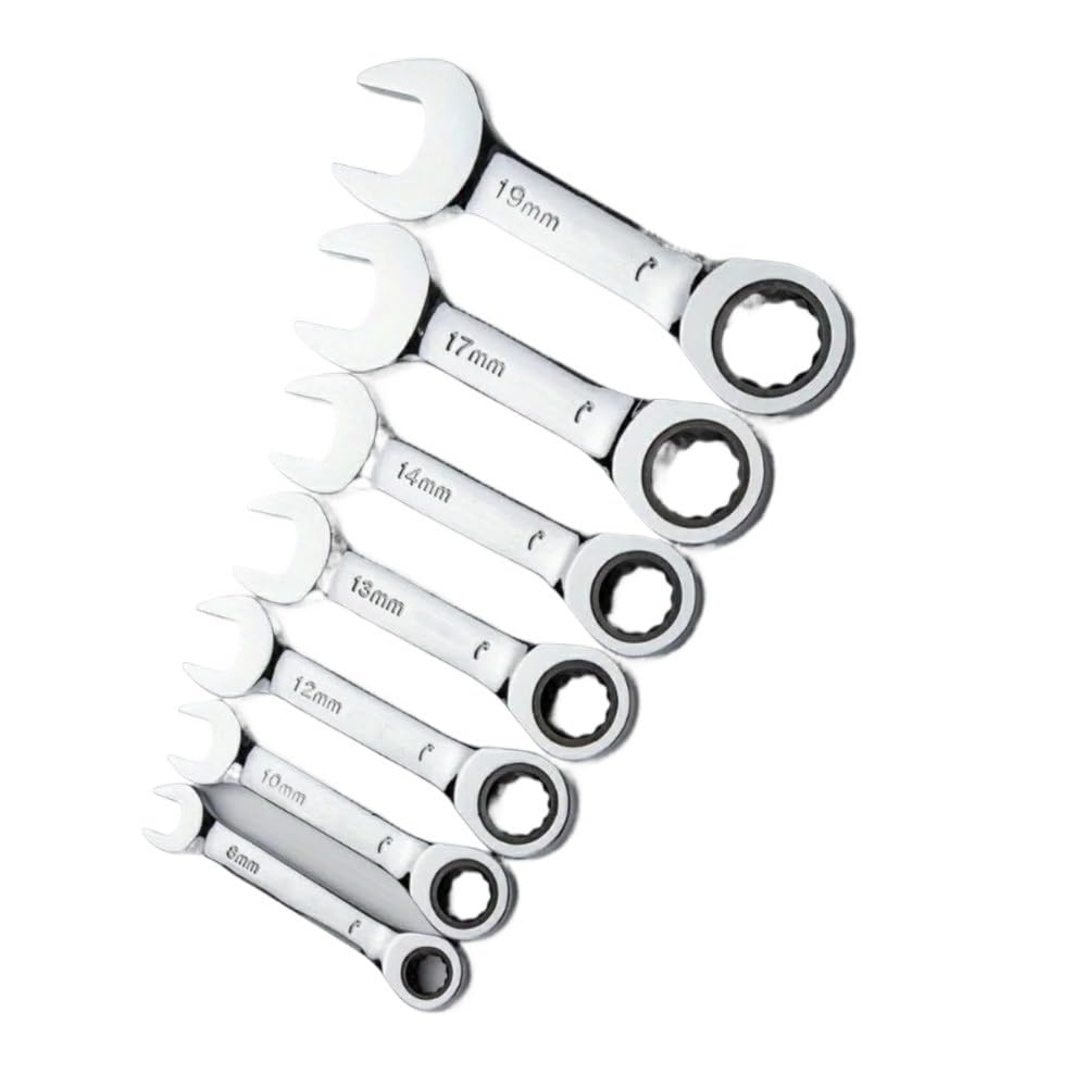 J Shuo Adjustable Head Short Handle Ratchet Wrench Mini Labor Saving Dual Purpose Anti Slip Portable Sturdy Hardware Tool(12mm)