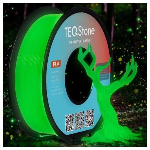TEQStone Glow in The Dark PLA Filament 1.75mm Green, Consistent Diameter +/- 0.03mm, Vacuum Packaging, Compatible with Various 3D Printers, 1KG Spool