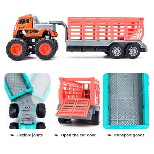 Image of Unbreakable Metal Head Truck Toy Animal Transport Truck Toys Vehicles Toy for 2 3 4 5 Year Kids