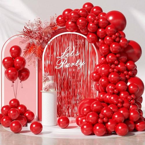 Image of Red Balloons 50pcs 12 Inch Matte Red Latex Party Balloons for Valentines Day Casino Theme Wedding Birthday Patriotic Party Decorations