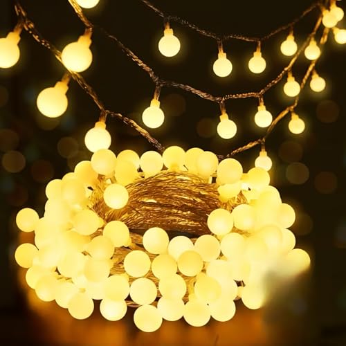 Adispotg Guirlande lumineuse, 20ft 40 LED Guirlande Guinguette, 2 modes d'éclairage, Decoractive pour chambre à coucher, Terrasse, mariage, fête, anniversaire (Warm Globe)